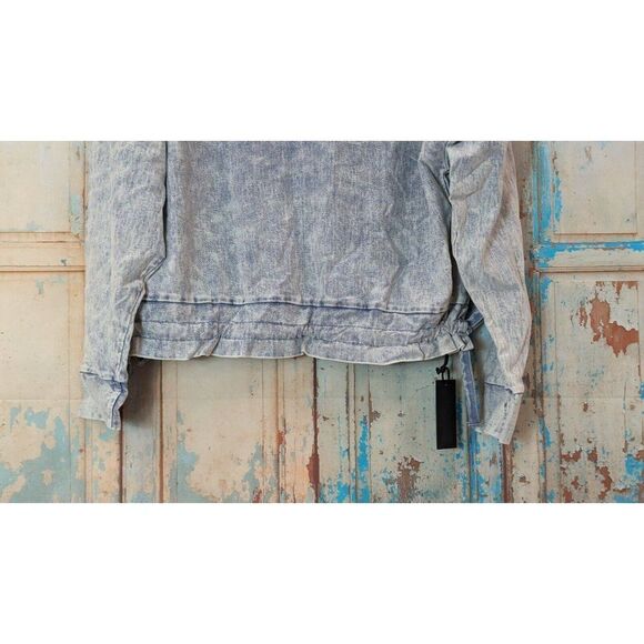 Blanknyc Womens Size M Light Blue Long Sleeve Pullover Denim Hooded Sweatshirt - Picture 4 of 11